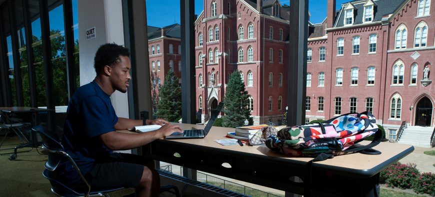 Student Studying in Brenner Library