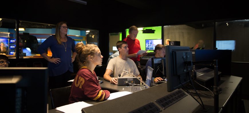 Students in the media room