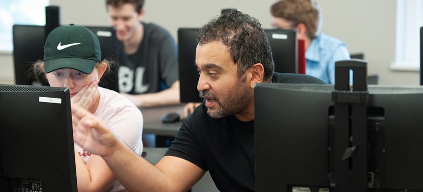 Students studying in computer lab