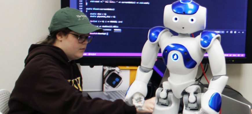 Student in the Robotics Lab