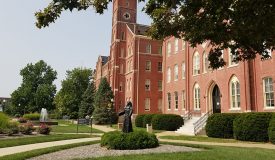 East View of Francis Hall with Claire