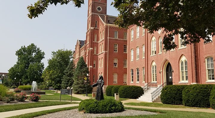 East View of Francis Hall with Claire