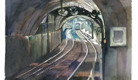 Rail Station Watercolor by Brian Anderson