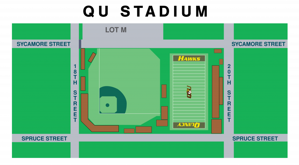 map of Quincy University stadium and fields