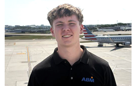 close up of a male student on a airplane runway