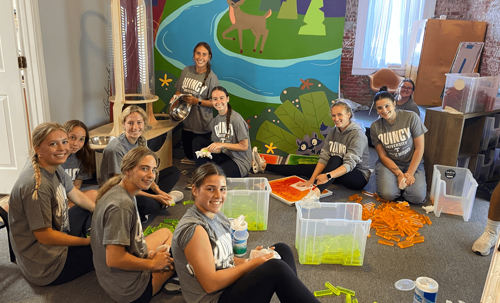 Quincy students participating in Day of Service.