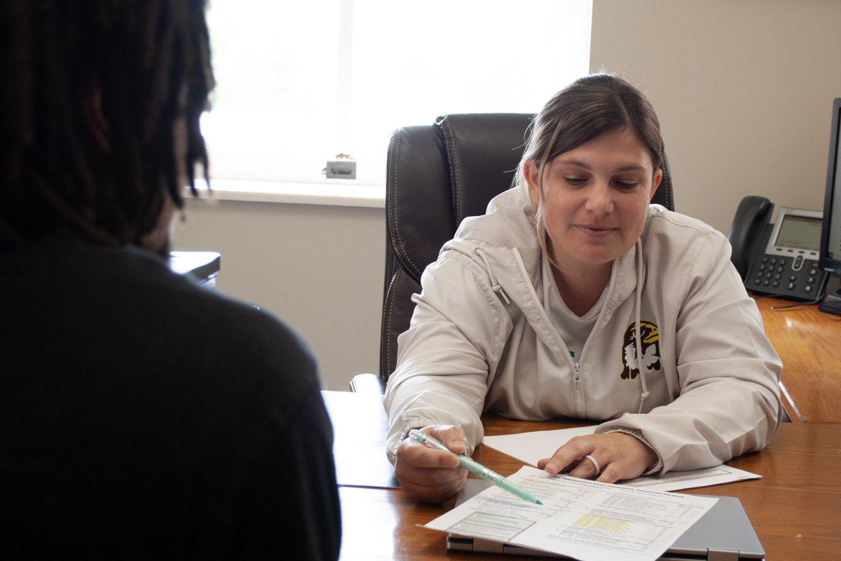 Professor advising a student