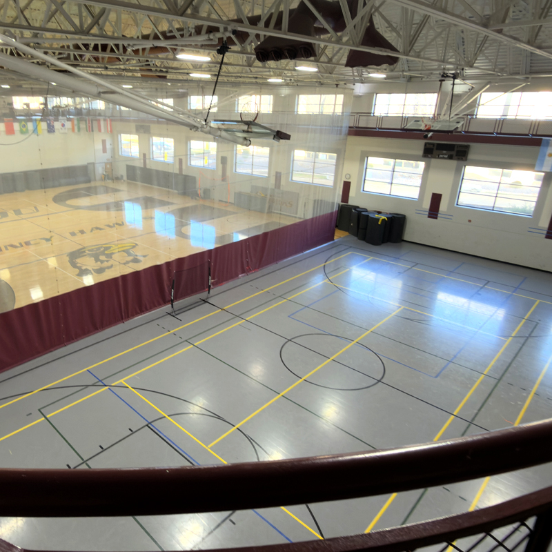view of 3 court area in Health and Fitness center at QU