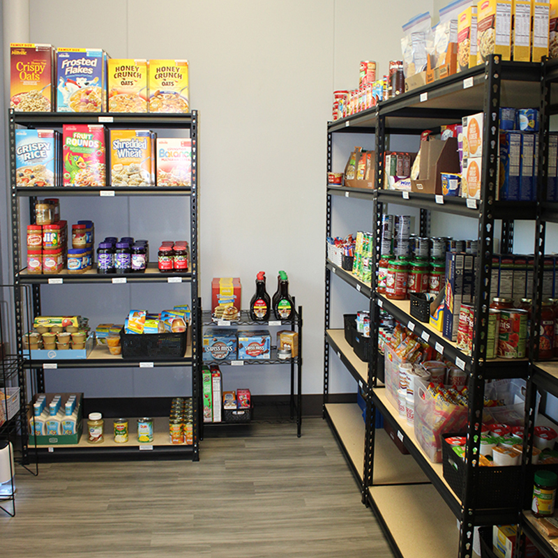 St.Clare's food pantry shelves