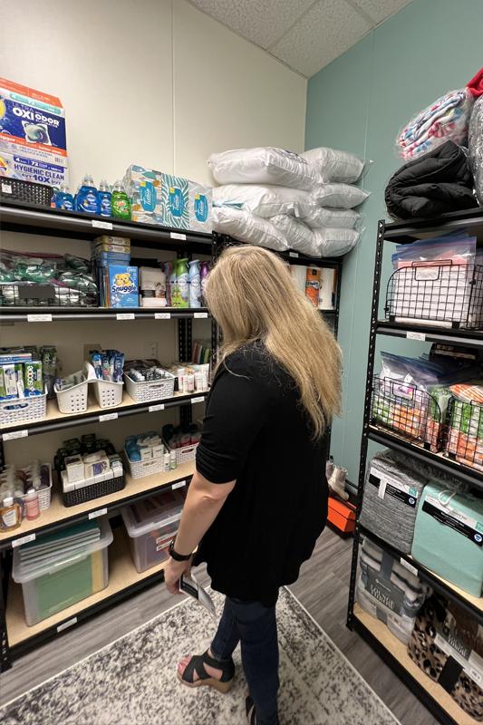 Student in St.Clares pantry