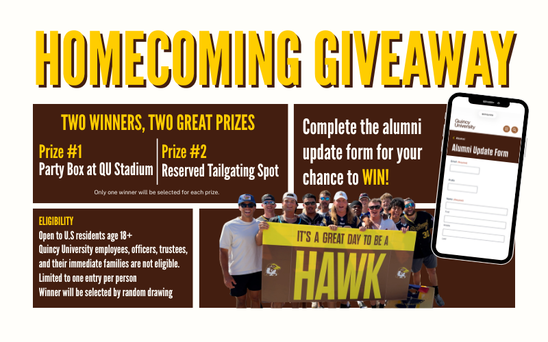 HOmecoming giveaway graphic with information about the prizes.
